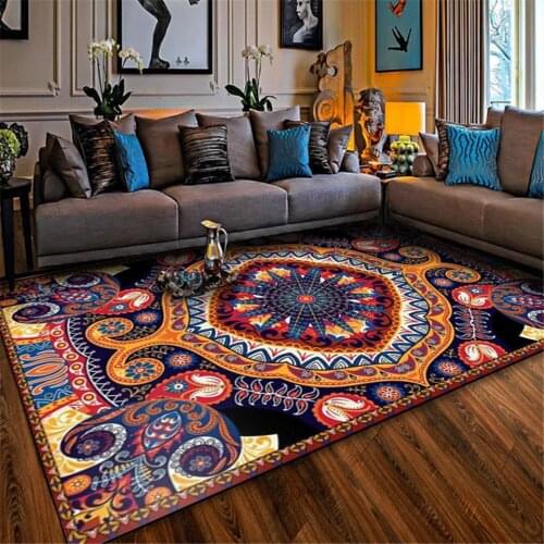 Turkish Ethnic Style Vintage Carpet for Living Room Colorful Boho Rug Floor Mat Bedroom Rug Household Beautiful Carpet