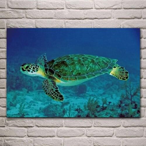Green Sea Turtle undersea animal wild life Living room bedroom home wall art decoration wood frame fabric posters EX386