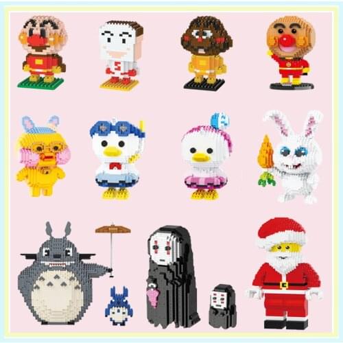 No Face Man Yellow Duck Rabbit Cat Dragon Figures Heart Toys Diamond Mini Micro Building Blocks Bricks Totoroed Gifts