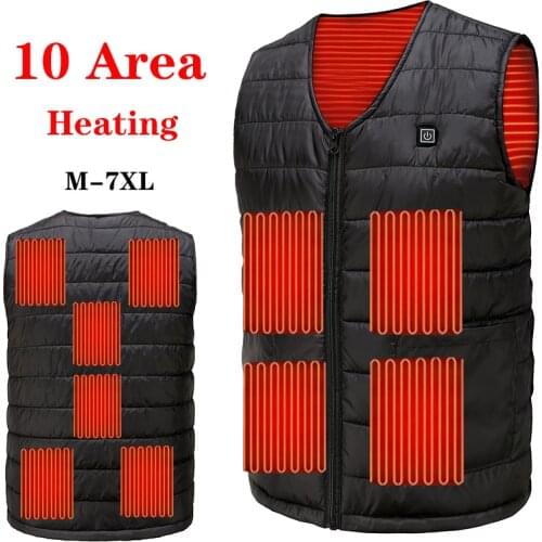 10 Area Heating Vest Men/Women Casual V-neck USB Heated Vest Smart Control Temperature Heating Jacket Cotton Coat Winter Hunting