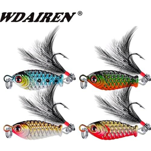 1Pcs Winter VIB Lead Fish Metal Fishing Lures 3cm 4.8g Wobblers Artificial Baits With Feather Hooks For All Water Pesca Tackle