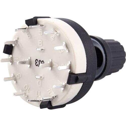 1 pcs black plastic 2 knife 6-band band rotary switch can be adjusted gear shaft length 2cm 4.4 * 2.6 * 2.6cm