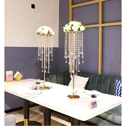 10 Pieces Wedding Decoration Flower shelf Road Lead Golden Acrylic Crystal Wedding Table Center Decoration Home Supplies