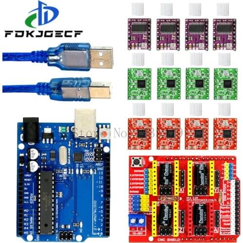 CNC Shield V3 engraving machine 3D Printe+ 4pcs A4988 / DRV8825 driver expansion board for Arduino + UNO R3 with 30cm USB cable