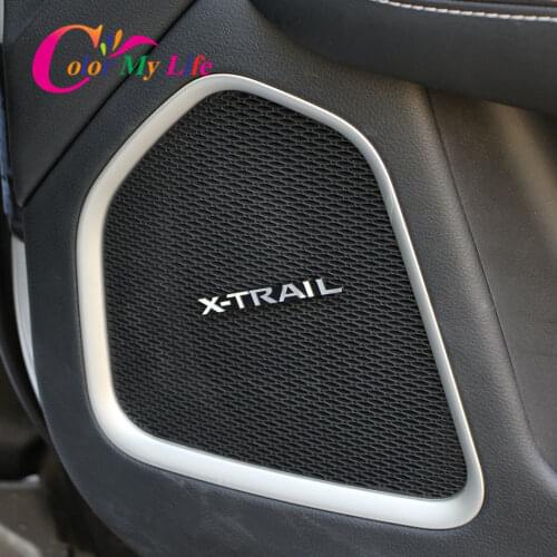 4Pcs Aluminum Car Door Audio Speaker Decorative Cover Trim 3D Sticker for Nissan X-trail Xtrail Rogue T30 T31 T32 2007 - 2019