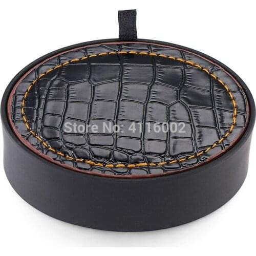 50pcs Mens Shirts Cufflinks Black Velvet Round PU Leather Box Mens Jewelry Holder Carrying Box Gifts Packaging