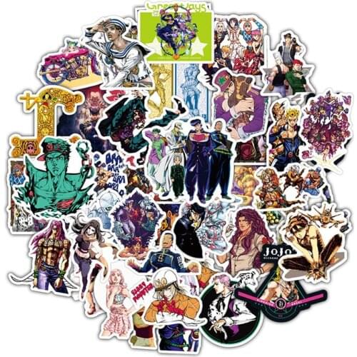 A 50Pcs JoJos Bizarre Adventure Japan Anime Stickers for Laptop Guitar Skateboard Sticker DIY Waterproof stikers PVC Decals