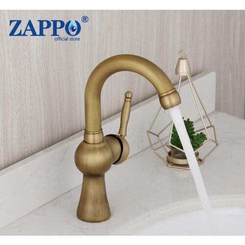 ZAPPO Antique Retro Faucet Basin Mixer Bathroom Hot And Cold Water Taps Single Handle Deck Mount Vanity Sink Washing Basin Taps