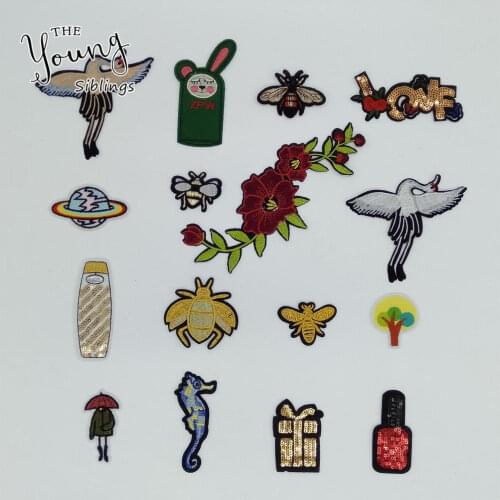 Hot sale Fashion Embroidery Hot melt adhesive Applique Embroidery Badges DIY Clothing Accessories Patches 1pcs sell C5890-C5910