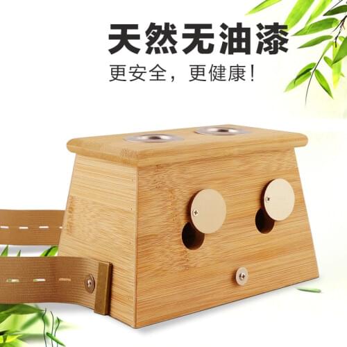 Bamboo Moxibustion Box Massage Device Tool Massager Moxa Roll Stick Holder Case 2 Hole Treatment Therapy For Arm Leg Abdomen