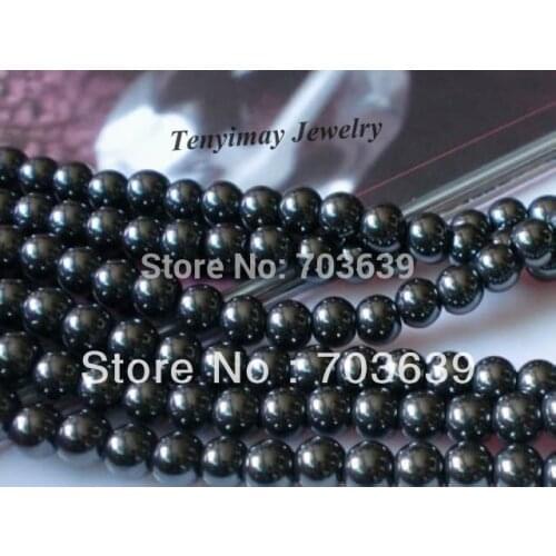 Free Shipping 8mm Black Hematite Loose Beads For Jewelry DIY 5 Strands(50pcs/Strand)
