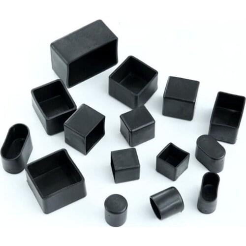 16 Pcs/Lot Black Square Chair Leg Caps Soft Rubber Table Foot Cover Multi-size Furniture Hole Plugs Floor Protectors Feet Pads