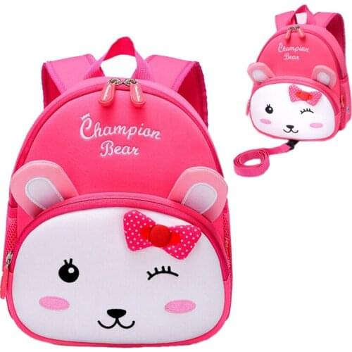 Kids Baby Bag Toddler Anti Lost Backpack Kids Girl Neoprene Cute Pink Rabbit Character Preschool Bag Infant Travel Infantry Pack