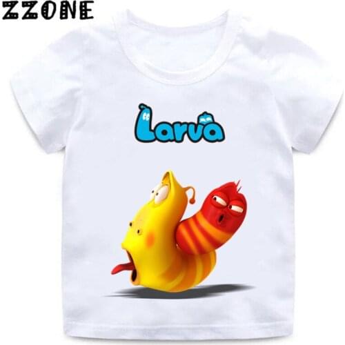 Kids Cartoon Larva Print Funny T shirt Children Korea Hilarious Insect Larva Tops Baby T-shirt Boys Girls Summer Clothes,HKP5213