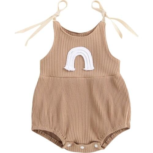 New Baby Romper, Summer Rainbow Patterns U-Neck Sleeveless Strappy Bodysuit Playsuits for Kids, 0-24 Months