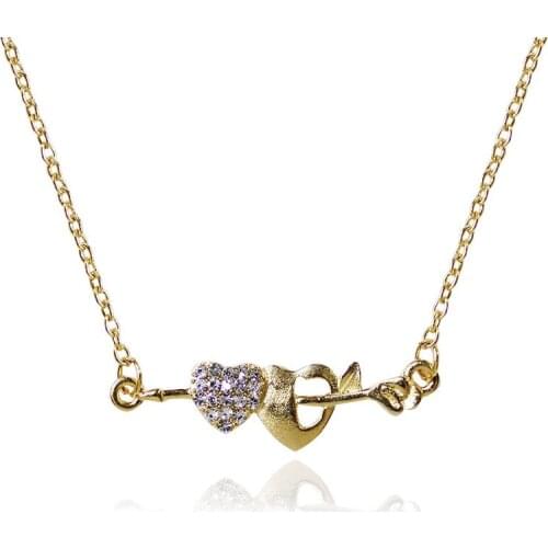 Korean Fashion Simple Diamond Necklace One Arrow Through Heart Necklace Clavicle Chain Summer Ladies Necklace
