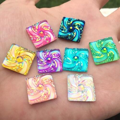 20pcs 16mm Square &Flower Resin Rhinestones Flatback stones and crystals Rhinestone trim DIY Wedding Dress HE97