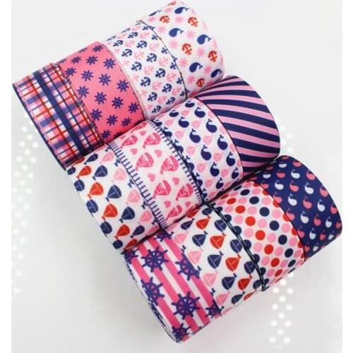 10y 7/8'' 22mm grosgrain Anchor Printed Ribbons For Wedding Party Decor Bow Handcraft DIY Sewing Garment Wrapping Materials