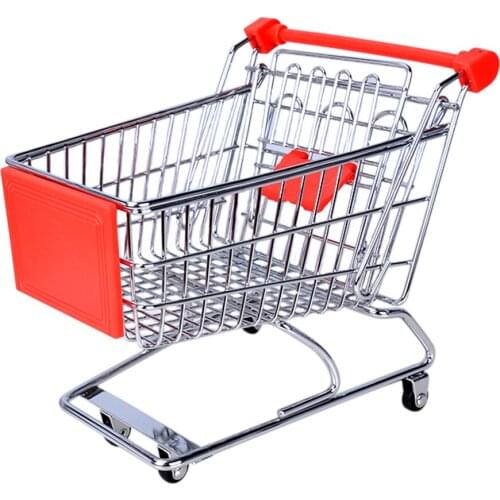 Mini Shopping Carts Toy Cart Simulation Miniature Shopping Cart Storage Pretend Play Toys Handcart Toy Baby Trolley for Kids