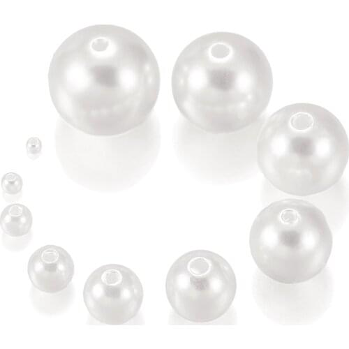 10-400Pcs 3mm-20mm Fashion Straight With Hole Imitation Pearl Bead Loose Acrylic Round Beads for DIY Jewelry Making Supplies