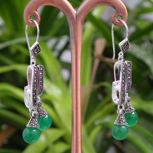 Fashion green gound ball Quartzite stone hook dangle earrings new women