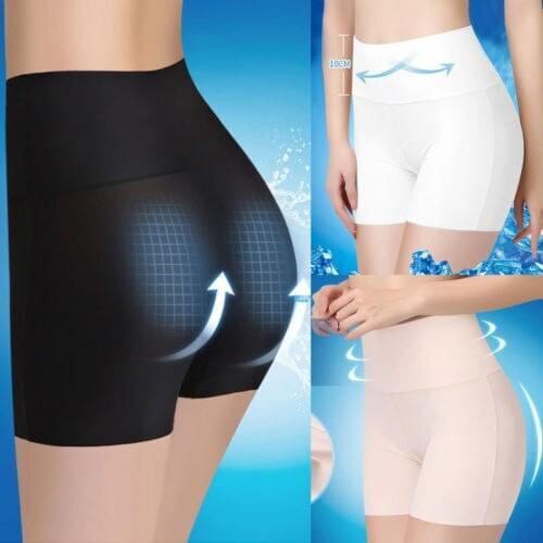 Fashion Women Anti-glare Seamless Ice Breathable Shorts Casual High Waist hip pads Safety Underpants Panties