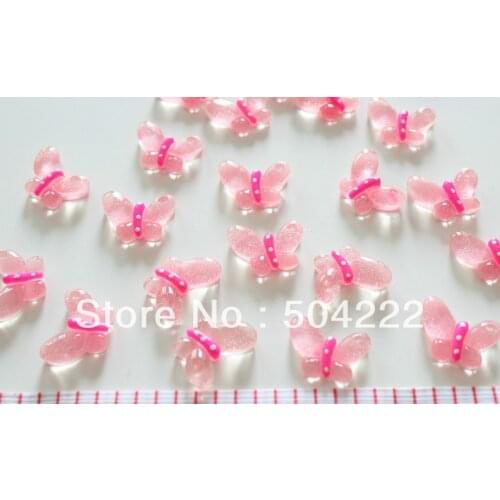 Set of 250 pcs Clear Pinky Resin kawaii butterfly cabochons 20x15mm free shipping