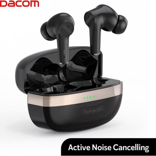 DACOM TinyPods ANC Active Noise Cancelling Earphones Wireless Headphones AAC Bluetooth Earbuds Bass