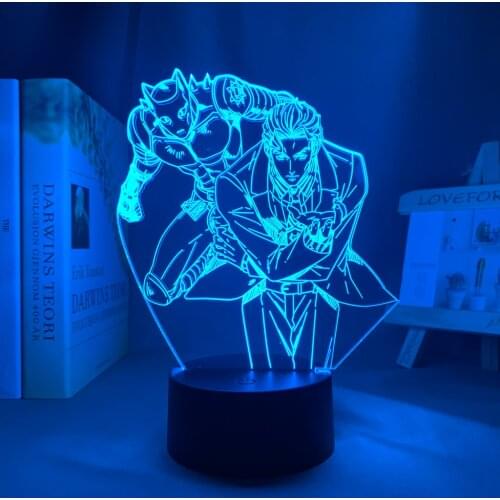 3d Night Light Anime JoJo Bizarre Adventure Yoshikage Kira for Bedroom Decor Light Birthday Gift for Him Jojo Led Lamp Manga