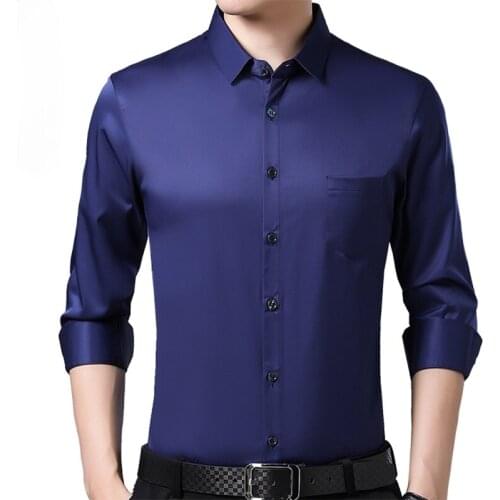 2021 Brand New Long Sleeve Men Social Shirt Spring Pocket Casual Solid Shirts Dress Mens Slim Regular Fit Clothes Fashions