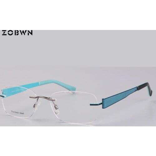 ZOBWN Computer Glasses Frames rimless super light Anti Blue uv400 Men Women gafas Square Eye Frames Unisex Optical Print Glasses