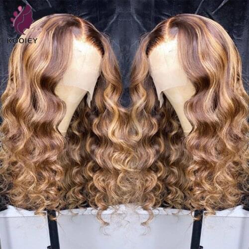 Highlight Blonde Colored Human Hair Wigs Body Wave Lace Front Wig Brazilian Lace Front Human Hair Wig Transparent Hd Lace Wig