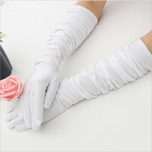 Classic Adult Black White Red Grey Skin Opera/Elbow/Wrist Stretch Satin Finger Long Gloves Women Flapper Gloves Matching Costume