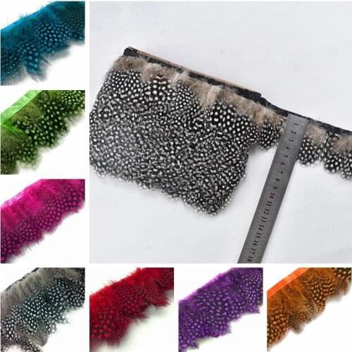 10Meters Guinea Fowl Feather Trim Ribbon Pheasant Feathers for Crafts Trims Plume Decoration Wedding Accessories Feather Lace