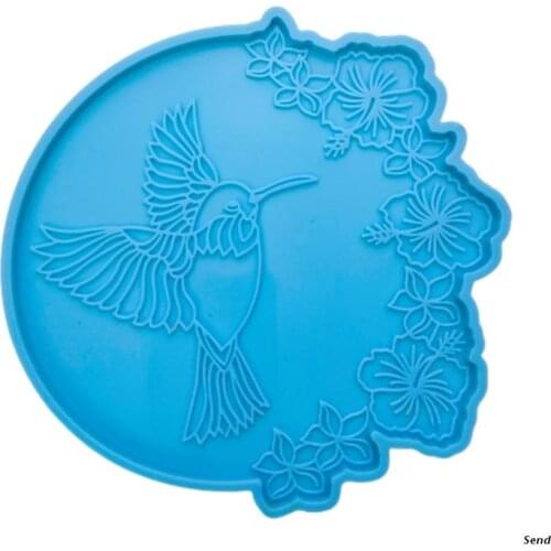 Hummingbird Coaster Epoxy Resin Mold Cup Mat Pad Silicone Mould DIY Crafts Placemat Home Decoration Casting Tool