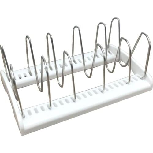 5-grid Stainless Steel Lid Storage Rack Adjustable Baking Kitchen Pan Pot Plate Storage Stand Holder