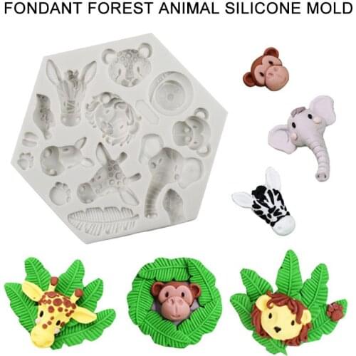 Jungle Safari Animal Silicone Cake Mould 3D Safari Animal Shape Fondant Cake Mousse Baking Mold for Birthday Party Baby Shower