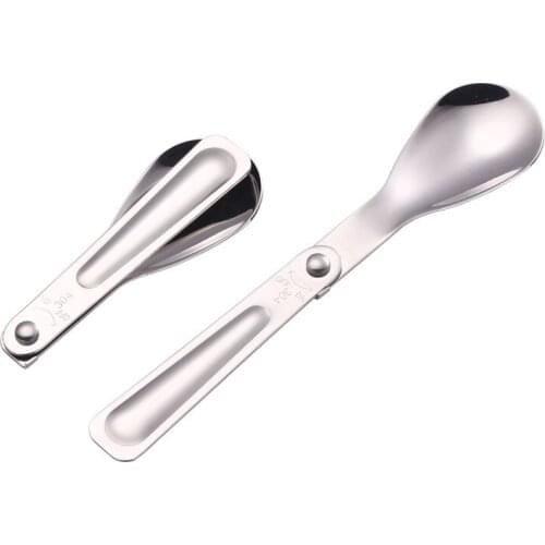 New arrive Outdoor Camping Folding Cutlery Tableware Picnic Contemporary Stainless Steel Cookware Coffee Ice cream Tea Spoon