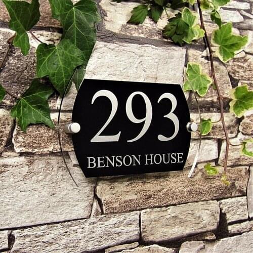 Modern house number plate house address house number outdoor number stickers door plaque street address plate black glass effect