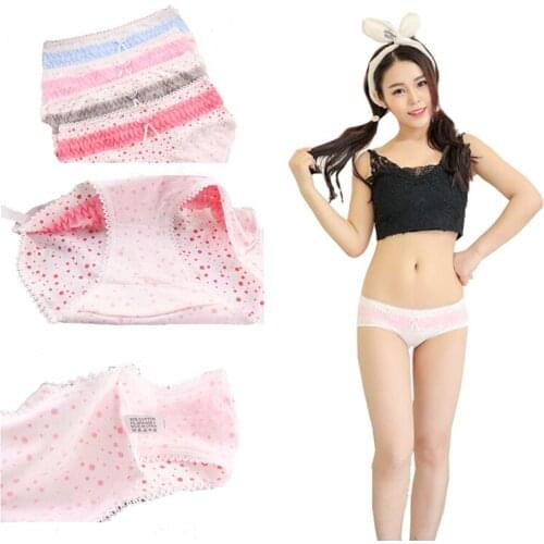 New100pcs/lot High Quality Candy Color Lovely Girl Panties Lace Underwear Bowknot Briefs Cotton Lingerie Soft Comfortable Panty
