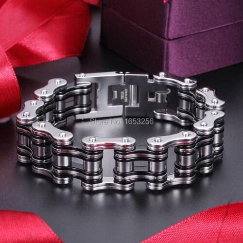8.26"x23mm Heavy Cool Black 316L Stainless Steel Mens Motorcycle Bracelet Biker Chain Huge Heavy 140g