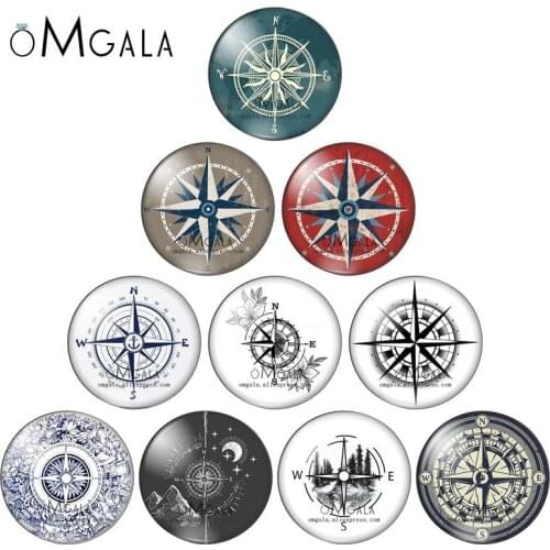 Vintage Nautical Compass Painting Patterns 12mm/16mm/18mm/20mm/25mm Round photo glass cabochon demo flat back Making findings