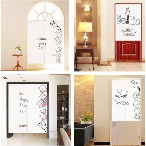 Japanese Cute Cartoon Animal Bedroom Door Curtain Shower Toilet Half Panel Curtain Living Room Blackout Curtain Home Decoration