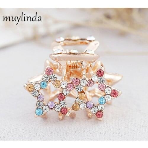 Muylinda Girls Colorful Crystal Hair Claw 2.6 cm Small Rhinestone Butterfly Accessories Crab Hair Clip Jewelry For Women
