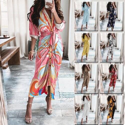 2021 Autumn Women Striped Leopard Print Shirt Dresses Bandage Button Elegantes Long Dress Vintage Vestidos De Mujer Casual Robe