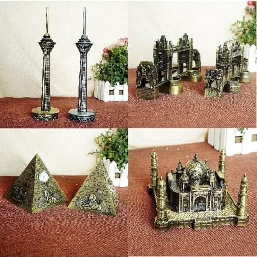 Famous Landmarks Metal Iran Milad Tower Egyptian Pyramids Building Model London Tower Bridge Vintage Home Decor Architects Gift