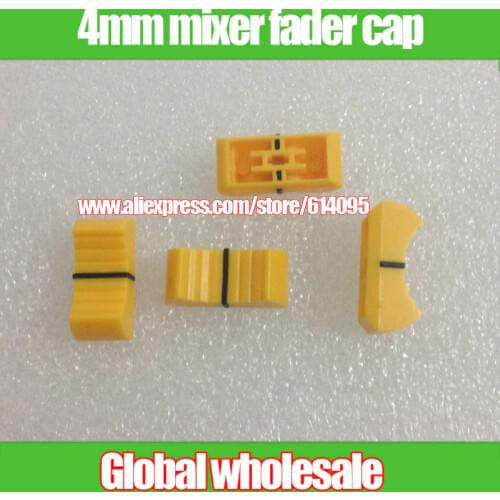 10pcs yellow mixer fader cap straight slide potentiometer fader button / Playing discs knob cap 4mm hole audio adjustment cap