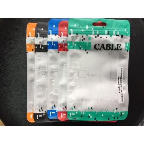 200pcs/lot 11*18cm Zipper bags Retail package bag Plastic poly opp for iphone samsung xiaomi USB cable hang hole packaging bag