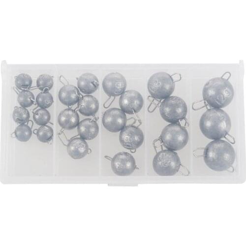 26Pcs/Set 5 Sizes Fishing Weight Sea Fishing Lead Mould Split Shot Head Jigs Fishing Lead Sinker Weights Tackle Kit Accessories