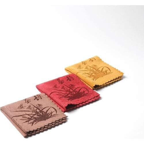 3pcs Orchid Superfine fiber tea towels absorbent strong kung fu tea towels high-grade tea cloth napkins tea tools